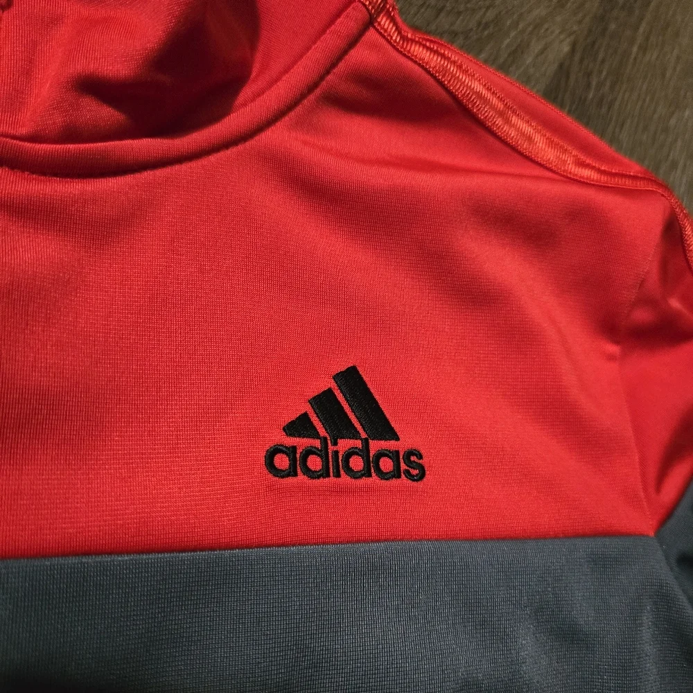 Adidas Boys Zip Up‎ Jacket Red Black Gray Athletic Coat NWT Size 14/16 Large